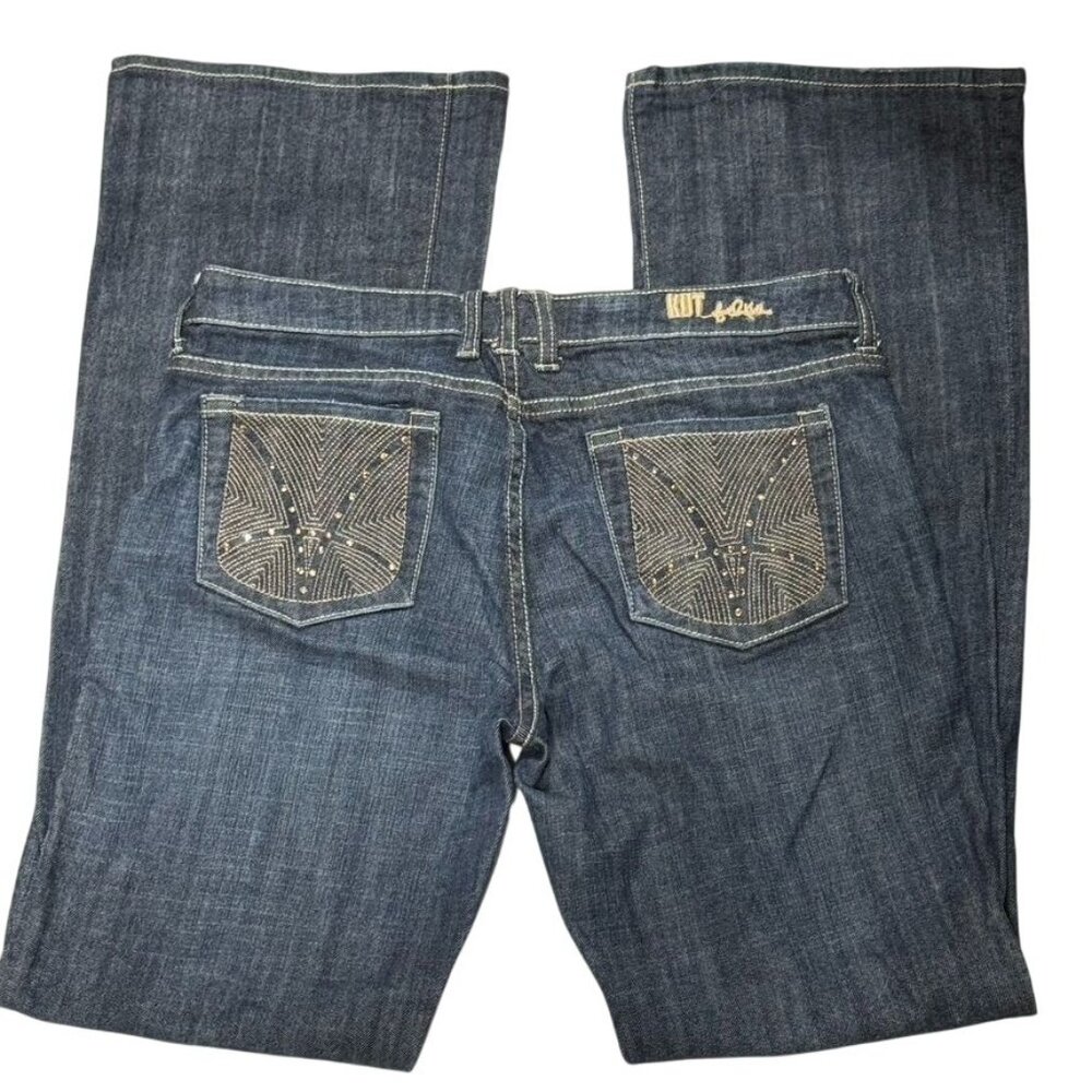 Kut From The Kloth Embellished Pocket Womens Jeans Size 6 Dark Wash